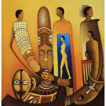 Картина под названием "“Reflet de l’âme”" - Frank Keita, Подлинное произведение искусства, Акрил Установлен на Деревянная ра…