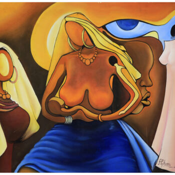 Pittura intitolato "“Allaitement matern…" da Frank Keita, Opera d'arte originale, Acrilico Montato su Telaio per barella in…