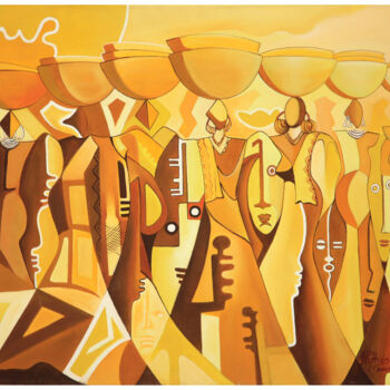 Картина под названием "“Symphonie des cale…" - Frank Keita, Подлинное произведение искусства, Акрил Установлен на Деревянная…