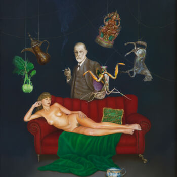 Peinture intitulée "Sigmund in thoughts" par Frank Kortan, Œuvre d'art originale, Huile
