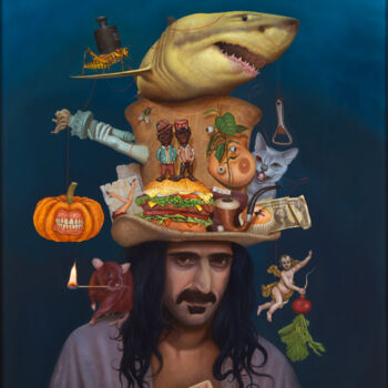 Painting titled "Yellow Shark" by Frank Kortan, Original Artwork, Oil