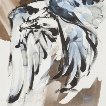 Drawing titled "Bald Eagle 3, 70x50…" by Frank Roedel, Original Artwork, Tempera