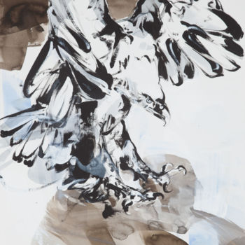 Malerei mit dem Titel "Bald eagle 5, 100x7…" von Frank Roedel, Original-Kunstwerk, Tempera