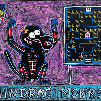 Painting titled "MINDPAC MONKEY" by Frank Willems, Original Artwork, Acrylic