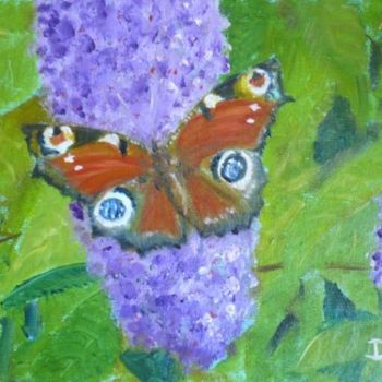Peinture intitulée "Peacock Butterfly." par Frank Daly, Œuvre d'art originale, Huile