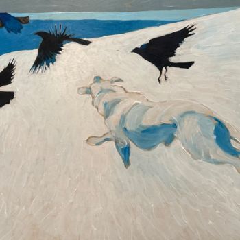 Pintura intitulada "Lobo" por Frank Illo, Obras de arte originais, Acrílico Montado em Painel de madeira