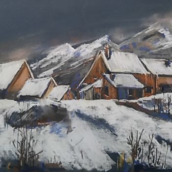 Painting titled "Paysage de neige" by Françoise Sorrel, Original Artwork