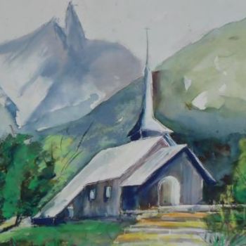 Pintura intitulada "Petite chapelle de…" por Françoise Sorrel, Obras de arte originais