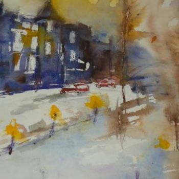 Painting titled "Dans la rue" by Françoise Sorrel, Original Artwork