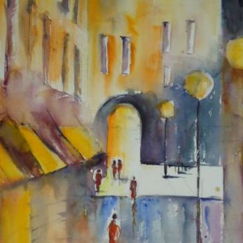 Painting titled "Dans la rue" by Françoise Sorrel, Original Artwork