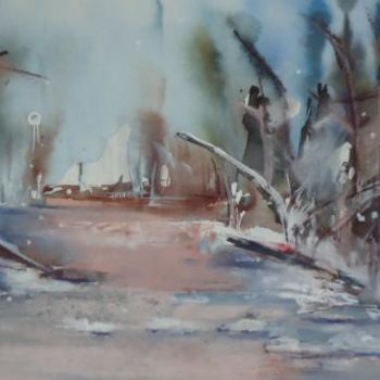 Painting titled "En hiver" by Françoise Sorrel, Original Artwork