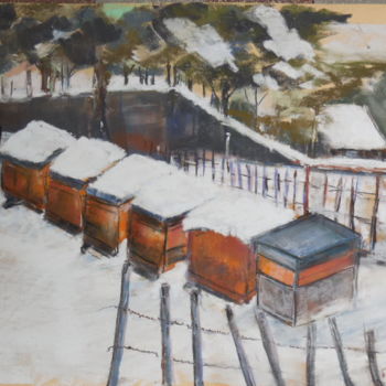 Painting titled "Les ruches sous la…" by Françoise Sorrel, Original Artwork