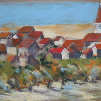 Pintura intitulada "Village dans les Vo…" por Françoise Sorrel, Obras de arte originais
