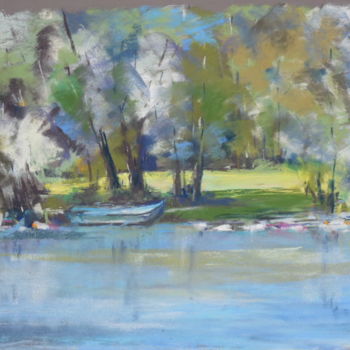 Peinture intitulée "Au bord du lac" par Françoise Sorrel, Œuvre d'art originale