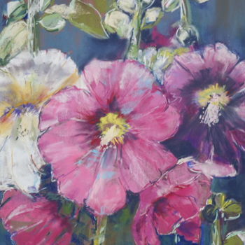 Painting titled "Rose Trémière" by Françoise Sorrel, Original Artwork