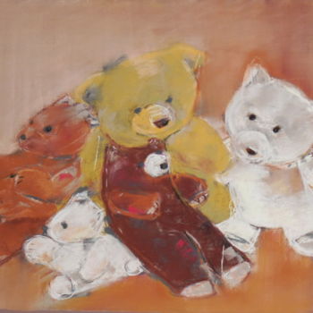 Painting titled "Les petits ours" by Françoise Sorrel, Original Artwork