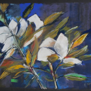 Painting titled "Fleurs blanches" by Françoise Sorrel, Original Artwork