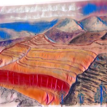 「grand-canyon」というタイトルの絵画 Frantz Dallemandによって, オリジナルのアートワーク, パステル