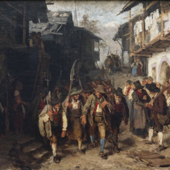 Pittura intitolato "La dernière levée" da Franz Defregger, Opera d'arte originale, Olio