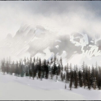 Digitale Kunst getiteld "LANDSCHAFT 1 Winter" door Franz Grausenburger, Origineel Kunstwerk, Digitaal Schilderwerk
