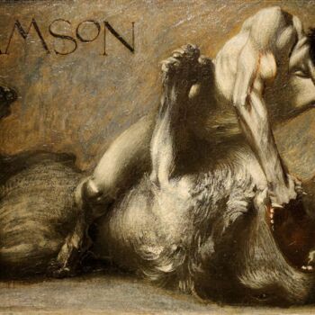 Pintura intitulada "Samson" por Franz Von Stuck, Obras de arte originais, Óleo