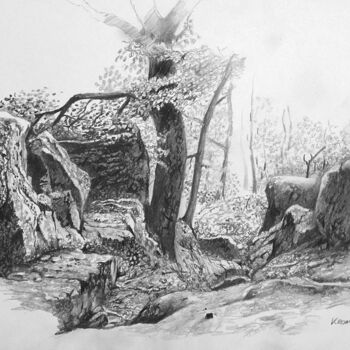 Dessin intitulée "forêt ou quick scet…" par Franzart, Œuvre d'art originale, Crayon