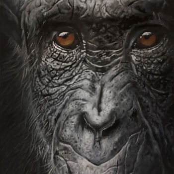 Painting titled "Chimp 7" by Franzart, Original Artwork, Oil