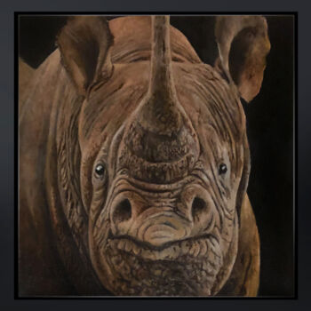 Pintura intitulada "Black Rhino - portr…" por Franzart, Obras de arte originais, Óleo