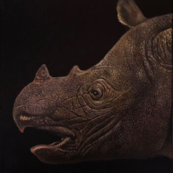 Pittura intitolato "Sumatran Rhinoceros…" da Franzart, Opera d'arte originale, Olio