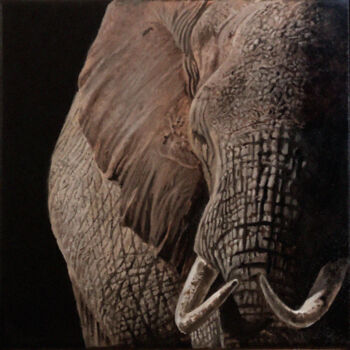 Painting titled "elephant - canvas 3…" by Franzart, Original Artwork, Oil