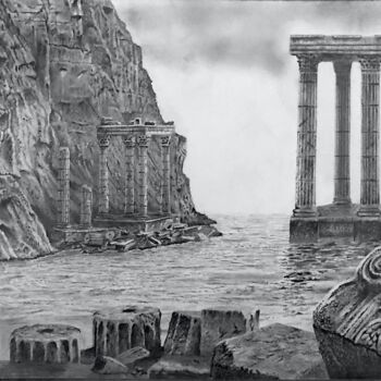 Tekening getiteld "Italian Ruins and R…" door Franzart, Origineel Kunstwerk, Grafiet