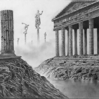 "Greek Ruins, Fantasy" başlıklı Resim Franzart tarafından, Orijinal sanat, Grafit