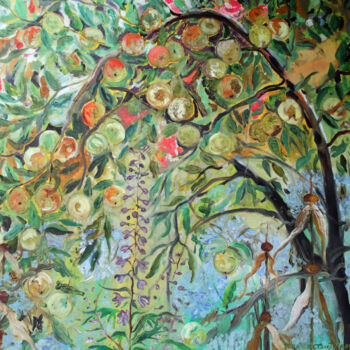 Ζωγραφική με τίτλο "My Apple Tree (over…" από Fraser Maciver (1960 - 2019), Αυθεντικά έργα τέχνης, Λάδι