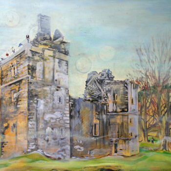 「Carnassarie Castle…」というタイトルの絵画 Fraser Maciver (1960 - 2019)によって, オリジナルのアートワーク, オイル