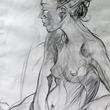 Tekening getiteld "Female nude life dr…" door Fraser Maciver (1960 - 2019), Origineel Kunstwerk, Houtskool