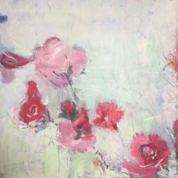 Painting titled "fleurs en carré" by Fred Bertin, Original Artwork, Acrylic