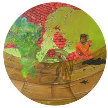 Malerei mit dem Titel "Sadou dans l'oeil d…" von Fred Besnardiere, Original-Kunstwerk, Öl