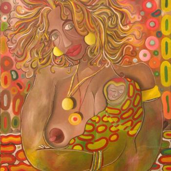 Pintura titulada "L'allaitante" por Fred Besnardiere, Obra de arte original, Oleo