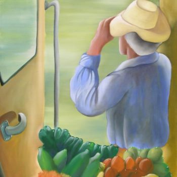 Schilderij getiteld "Vendeur de fruits d…" door Fred Besnardiere, Origineel Kunstwerk, Olie