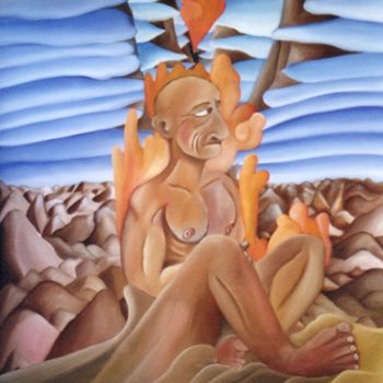 Peinture intitulée "Méditation" par Fred Besnardiere, Œuvre d'art originale, Huile