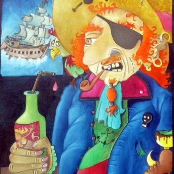 Peinture intitulée "Pirate des invalides" par Fred Besnardiere, Œuvre d'art originale, Huile