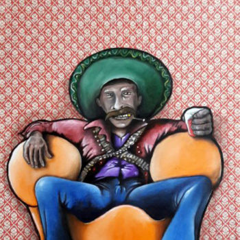 Peinture intitulée "Pancho Villa" par Fred Besnardiere, Œuvre d'art originale, Huile