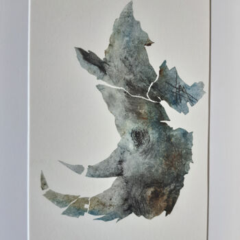 Peinture intitulée "Tête de Rhino 2" par Fred Bonna, Œuvre d'art originale, Huile