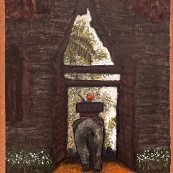 Schilderij getiteld "Porte d’ Ankgor Vat" door Fred Du Mesnil, Origineel Kunstwerk, Pastel Gemonteerd op Plexiglas