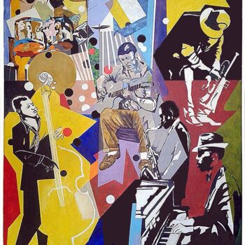 Peinture intitulée "Biguine jazz" par Fred Eucharis, Œuvre d'art originale, Acrylique Monté sur Châssis en bois