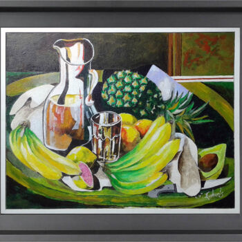 Painting titled "Nature morte aux ba…" by Fred Eucharis, Original Artwork, Acrylic Mounted on Wood Stretcher frame