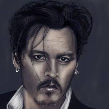 Digitale Kunst mit dem Titel "Johnny Depp" von Fred Hubinon, Original-Kunstwerk, Digitale Malerei
