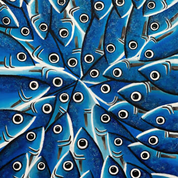 Pintura titulada "Convergence bleue" por Fred Radenen, Obra de arte original, Oleo