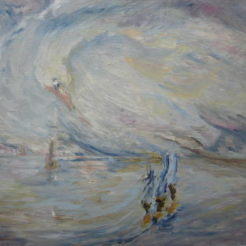 Pintura intitulada "naissance de la poé…" por Freda Bey, Obras de arte originais, Óleo