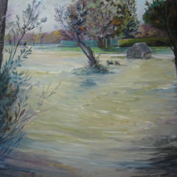 Malerei mit dem Titel "l innondation" von Freda Bey, Original-Kunstwerk, Öl
